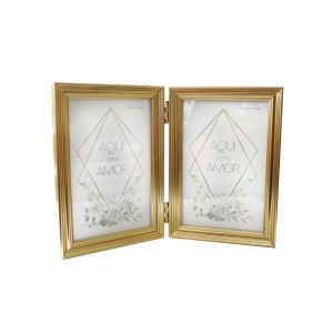 PORTA RETRATO COM 02 FOTOS EM PLÁSTICO ABERTURA CENTRAL - 15X20CM - 4335-DOU