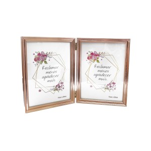 PORTA RETRATO COM 02 FOTOS EM PLÁSTICO ABERTURA CENTRAL - 15X20CM - 4335-GR