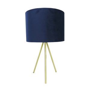 ABAJUR TRIPÉ DE METAL COM CÚPULA EM TECIDO E ESTRUTURA DE METAL  42CM BIVOLT- 2345-AZ