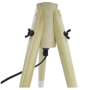 ABAJUR TRIPÉ DE MADEIRA COM CÚPULA EM TECIDO E ESTRUTURA DE METAL  48CM BIVOLT- 2346-PT