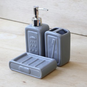 KIT DE BANHEIRO VIENA  EM CERÂMICA COM 3 PEÇAS 280 ML - CEA01004-CZ