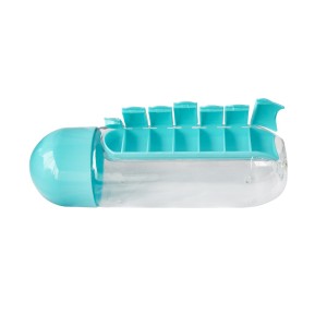 GARRAFA SQUEEZE COM PORTA COMPRIMIDO DE PLÁSTICO 600 ML - ELG65084-AZ