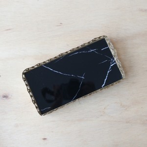 BANDEJA ESPELHADA RETANGULAR DE METAL 10.5X20CM - CZ19591