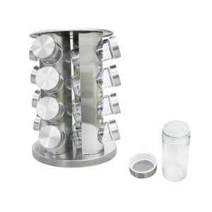 PORTA TEMPEROS DE BASE GIRATORIA EM INOX COM 16 PEÇAS - 765052