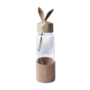 GARRAFA DE VIDRO RABBIT BOTTLE COM CAPA DE SILICONE E TAMPA PLÁSTICA - GDR0458-MR