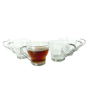 JOGO XICARA EM VIDRO E ALÇA EM METAL COM 6 PECAS 80 ML - VDA0901