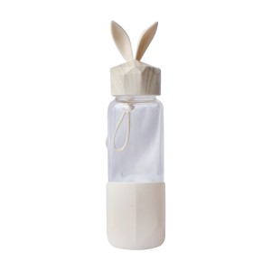 GARRAFA DE VIDRO RABBIT BOTTLE COM CAPA DE SILICONE E TAMPA PLÁSTICA - GDR0458-BR