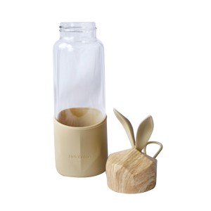 GARRAFA DE VIDRO RABBIT BOTTLE COM CAPA DE SILICONE E TAMPA PLÁSTICA - GDR0458-BG