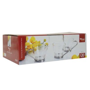 JOGO XICARA EM VIDRO E ALÇA EM METAL COM 6 PECAS 80 ML - VDA0901