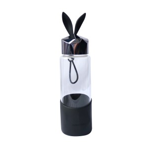 GARRAFA DE VIDRO GLASS COM CAPA DE SILICONE E TAMPA PLÁSTICA - GDR0450-PT