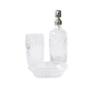 JOGO DE BANHEIRO DE VIDRO PIERRE 350ML COM 03 PEÇAS - 3983