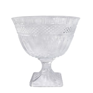 CENTRO DE MESA DE VIDRO COM PÉ DE VIDRO DETALHADO LINHA DIAMOND  26X26 - 3531