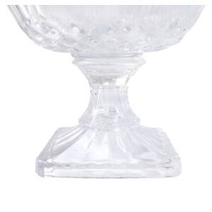 CENTRO DE MESA DE VIDRO COM PÉ DE VIDRO DETALHADO LINHA DIAMOND  26X26 - 3531