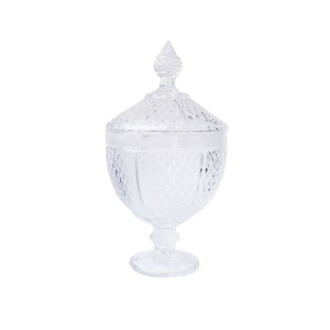 BOMBONIERE DE CRISTAL COM TAMPA E PÉ DE CRISTAL PERSEU 15X30CM - 6648