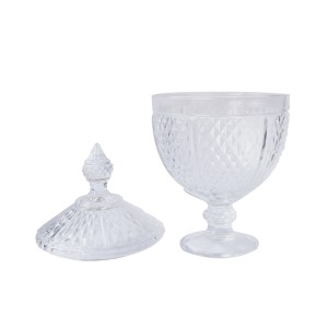 BOMBONIERE DE CRISTAL COM TAMPA E PÉ DE CRISTAL PERSEU 15X30CM - 6648