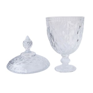 BOMBONIERE DE CRISTAL COM TAMPA E PÉ DE CRISTAL DIAMOND 15X32CM - 7770