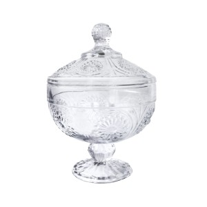 BOMBONIERE DE VIDRO COM TAMPA E PÉ DE VIDRO SUN 20X14.5CM - 7481