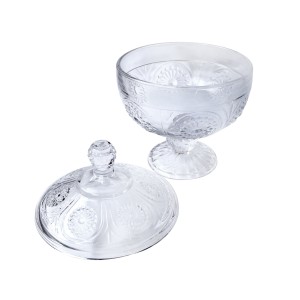 BOMBONIERE DE VIDRO COM TAMPA E PÉ DE VIDRO SUN 20X14.5CM - 7481