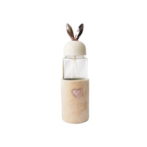 GARRAFA DE VIDRO RABBIT BOTTLE COM CAPA DE VELUDO COM TAMPA E ALÇA - GDR0455-SAL