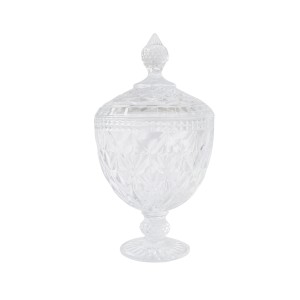 BOMBONIERE DE CRISTAL COM TAMPA E PÉ DE CRISTAL DIAMOND 15X28CM - 7767