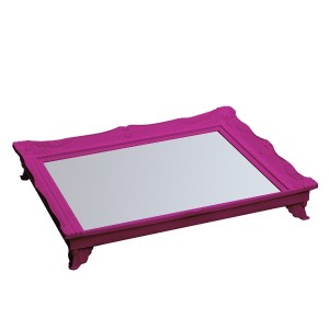 BANDEJA DE PLASTICO COM ESPELHO 25X30 PINK - HJ78727