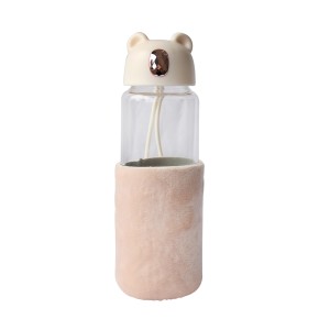 GARRAFA DE VIDRO BEAR BOTTLE COM CAPA DE VELUDO COM TAMPA E ALÇA - GDR0456-SAL