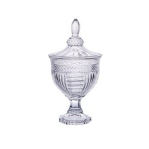 BOMBONIERE DE CRISTAL COM TAMPA E PÉ DE CRISTAL 18X38CM - 4356