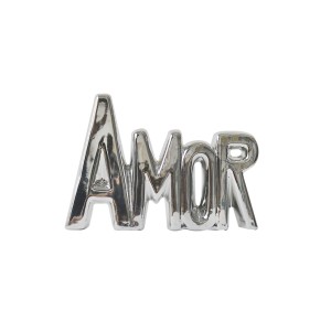 ENFEITE DE PORCELANA COM A FRASE AMOR  11,5X15 - CZ19506-PTA