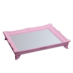 BANDEJA DE PLASTICO COM ESPELHO 25X30 ROSA CLARO- HJ78732