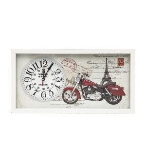 RELOGIO DE PAREDE VINTAGE MOTO MOLDURA MADEIRA BRANCA 26,5 X 4,5 X 50 CM - SXZ2664