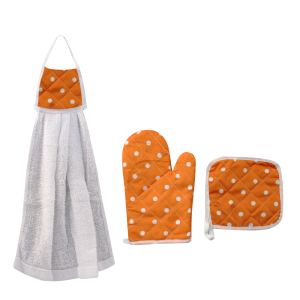 KIT LUVA PARA FORNO ,DESCANDO DE PANELA  E PANO DE COPA 03 PEÇAS SORTIDAS- CA04067-E