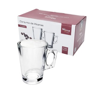 JOGO XICARAS 6PCS VIDRO AZALEIA 140ML- VDA09014