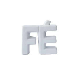ENFEITE DECORATIVO DE CERÂMICA COM A FRASE FÉ 7X9CM - HD80710-BR
