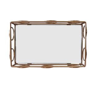 BANDEJA DE METAL ESPELHADA RETANGULAR DE VIDRO 20.12.5X6CM - KIT201-GR