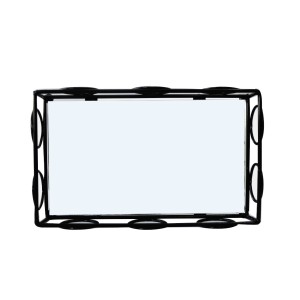 BANDEJA DE METAL ESPELHADA RETANGULAR DE VIDRO 20.12.5X6CM - KIT201-PT