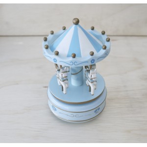 CARROSSEL MUSICAL DE PLÁSTICO AZUL COM BRANCO 17X10CM - FR620-B