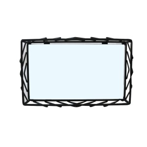 BANDEJA DE METAL ESPELHADA RETANGULAR DE VIDRO 5X12X20CM - KIT203-PT