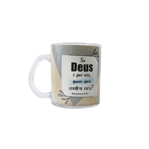 CANECA DE VIDRO TRANSPARENTE 380 ML COM FRASES DIVERSAS - 3104-A