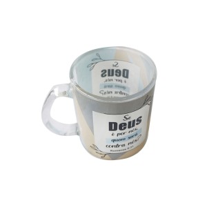 CANECA DE VIDRO TRANSPARENTE 380 ML COM FRASES DIVERSAS - 3104-A