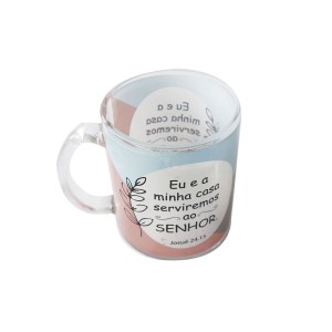 CANECA DE VIDRO TRANSPARENTE 380 ML COM FRASES DIVERSAS - 3104-B