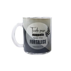 CANECA DE VIDRO TRANSPARENTE 380 ML COM FRASES DIVERSAS - 3104-C