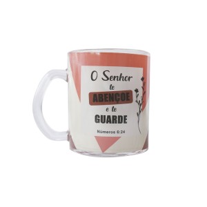 CANECA DE VIDRO TRANSPARENTE 380 ML COM FRASES DIVERSAS - 3104-D