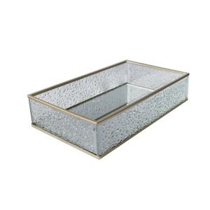 BANDEJA DECORATIVA DE VIDRO ESPELHADA 5.5X14X24CM - 3250