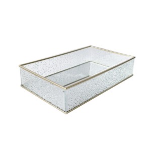 BANDEJA DECORATIVA DE VIDRO ESPELHADA 6.5X17.5X29CM - 3251