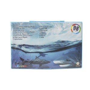 MALETA ESCOLAR DESENHO 98PÇS INMETRO ESTAMPA MENINO TUBARÃO - MT98-B