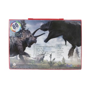 ESTOJO ESCOLAR COM 86 PECAS MENINO ESTAMPA DINOSSAURO - MT86V-C