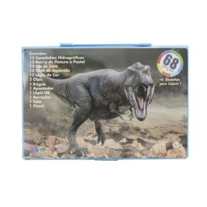 ESTOJO ESCOLAR 68PECAS MENINO ESTAMPA DINOSSAURO - MT68DINO-A