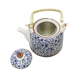 BULE CHALEIRA COM INFUSOR CERÂMICA  FLORAL COM ALÇA 600ML - BUL30B-E