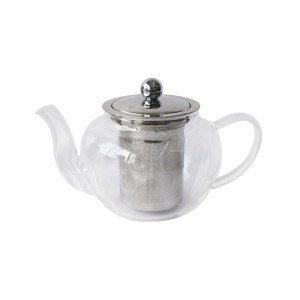 CHALEIRA EM VIDRO COM INFUSOR INTERNO E TAMPA EM INOX 600 ML - VDA15004