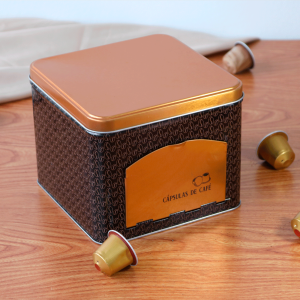 PORTA CAPSULAS DE METAL COM TAMPA E ABERTURA FRONTAL 12X15CM-  2648-A